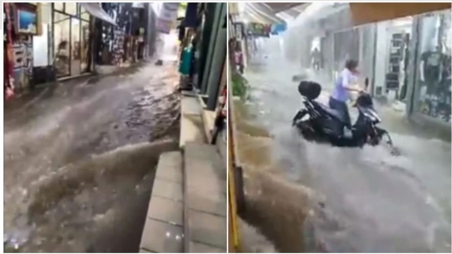 Μοναστηράκι: Η έντονη βροχόπτωση μετέτρεψε οδό σε ποτάμι (βίντεο)