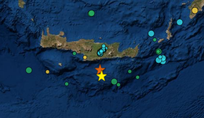 Νέος ισχυρός σεισμός 5,3 Ρίχτερ νότια της Κρήτης