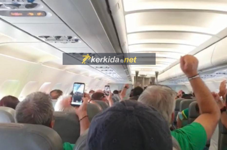 (Bίντεο kerkida) Ατμόσφαιρα από τους ΑΕΚτζήδες στο αεροπλάνο