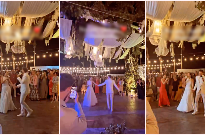 Λούκας Γιώρκας - Βασιλική Σαλαμπάση: «Μέχρι τον ουρανό μαζί σου», τραγούδησαν κάνοντας είσοδο στο γαμήλιο πάρτι 